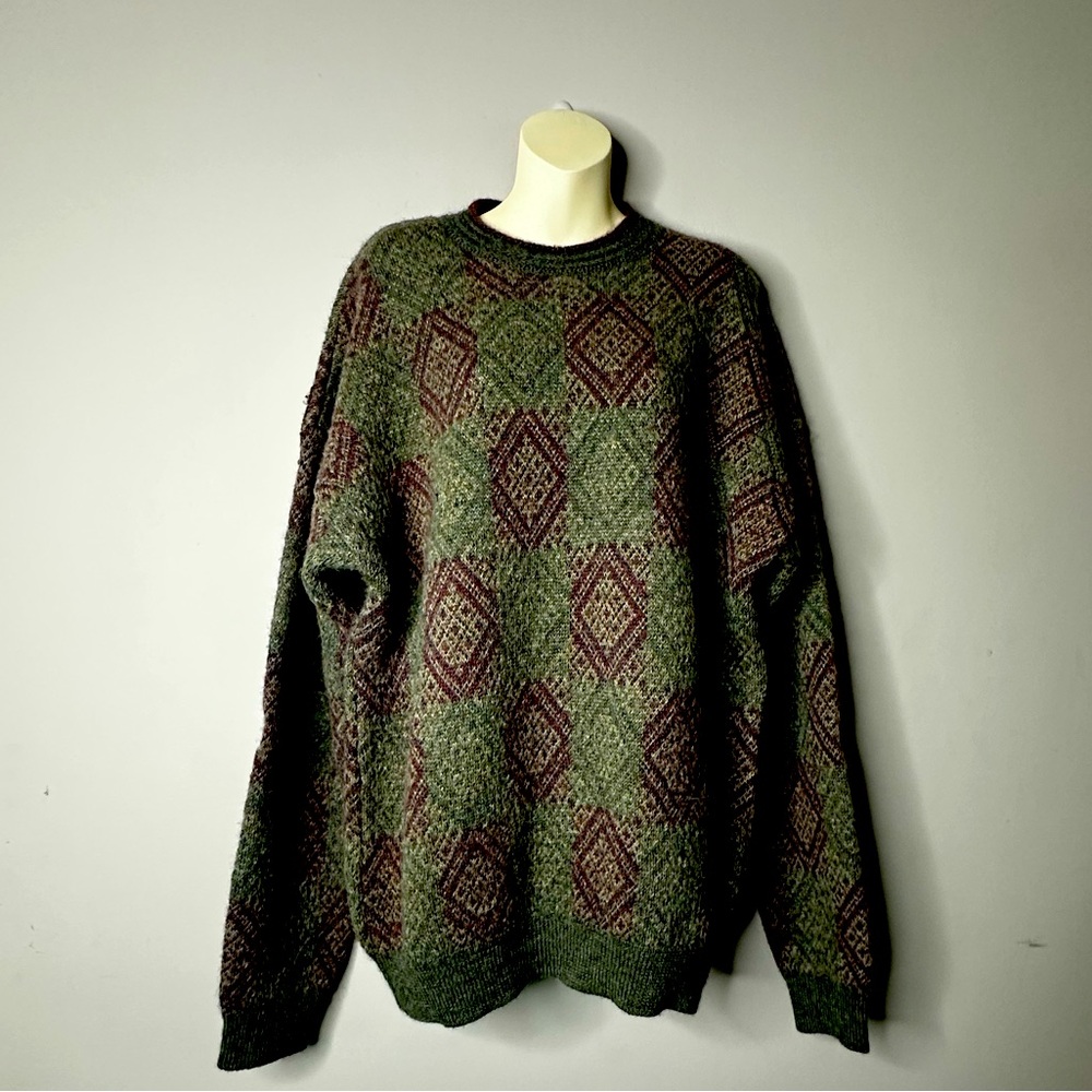 Claiborne Alpaca Sweater in Olive and Burgundy
